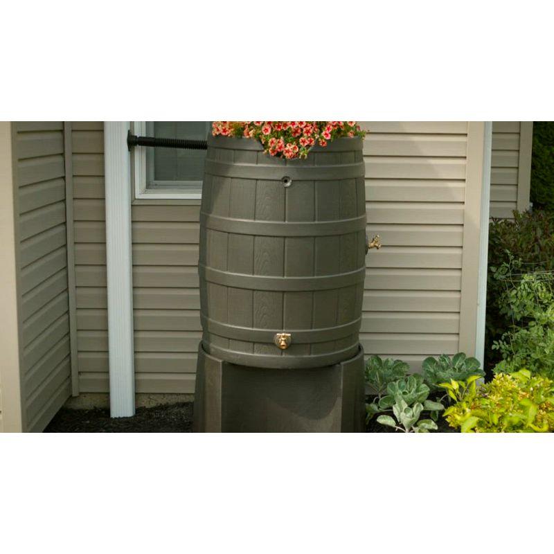 Good Ideas 50 Gallons Plastic Drainable Dual Overflow Planter Rain Barrel