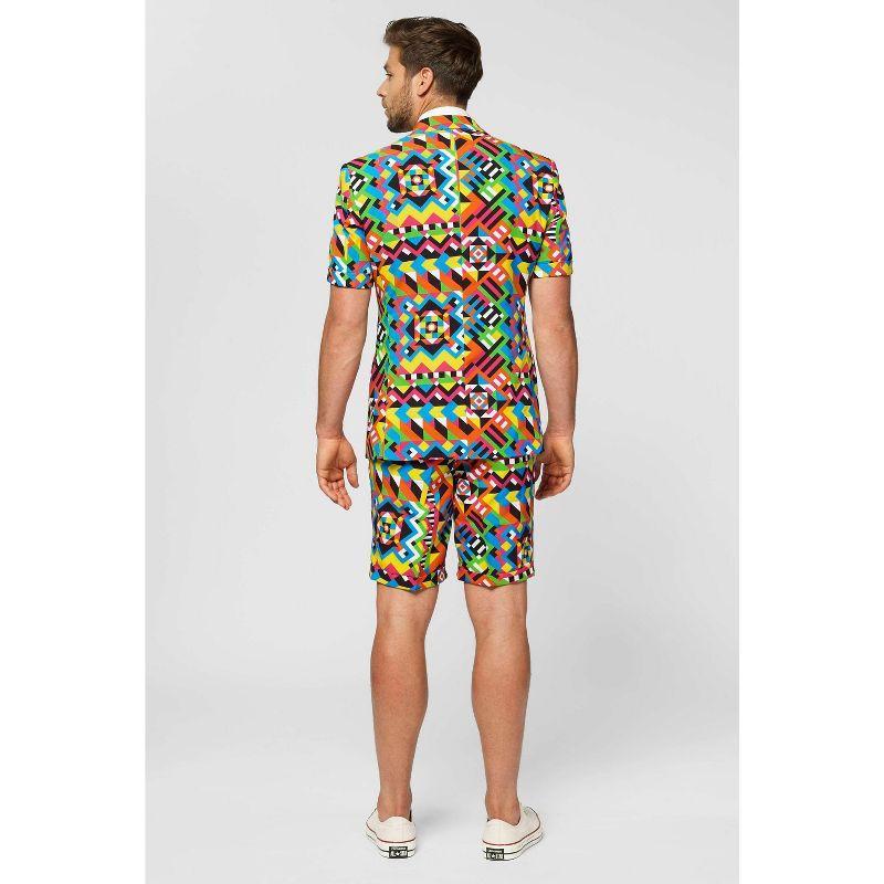 OppoSuits Men's Summer Suit - Festival Outfit - Slim Fit - Includes Short Sleeved Blazer, Shorts and Tie  - Size 44