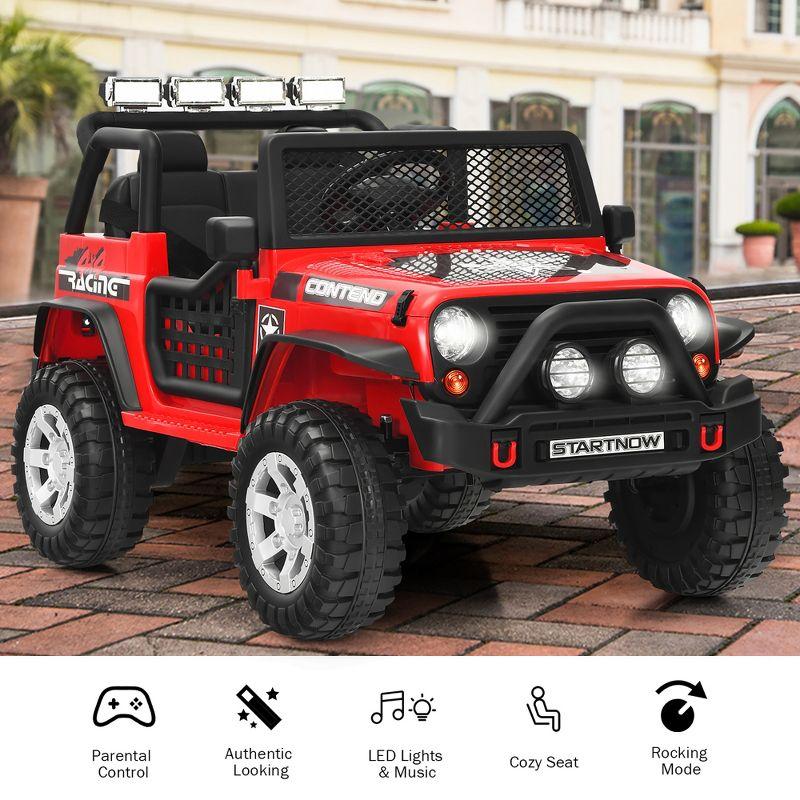 Costway 12V Kids Ride On Truck Remote Control Electric Car with Lights&Music Red