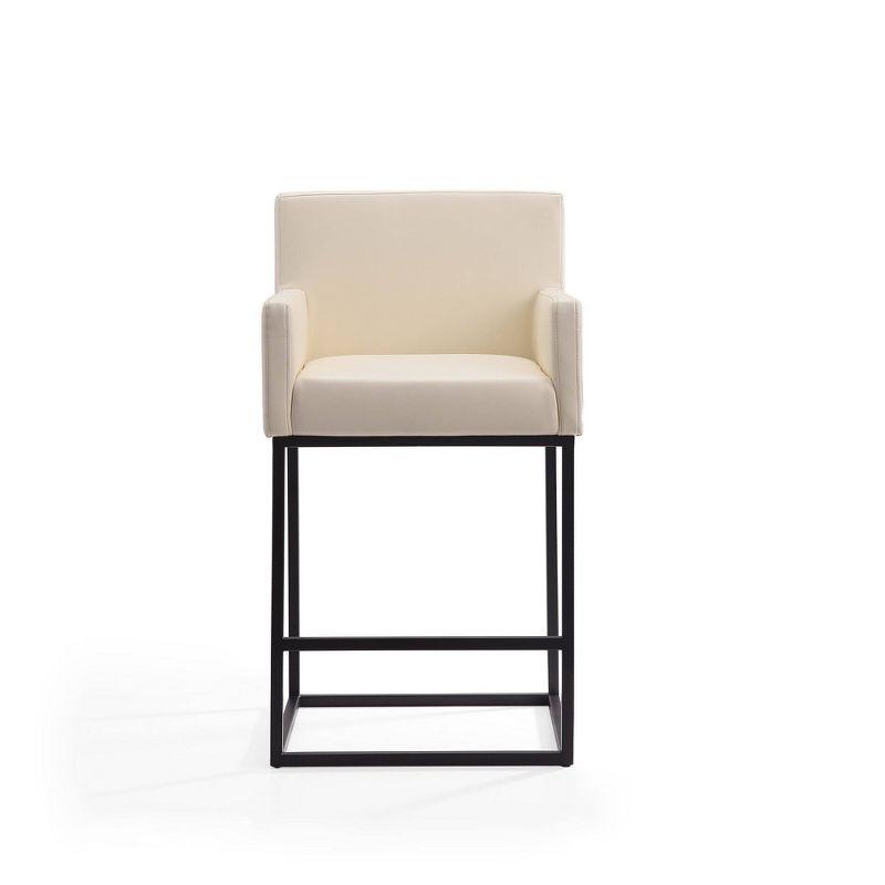 Ambassador Cream and Black Leather Metal Counter Stool