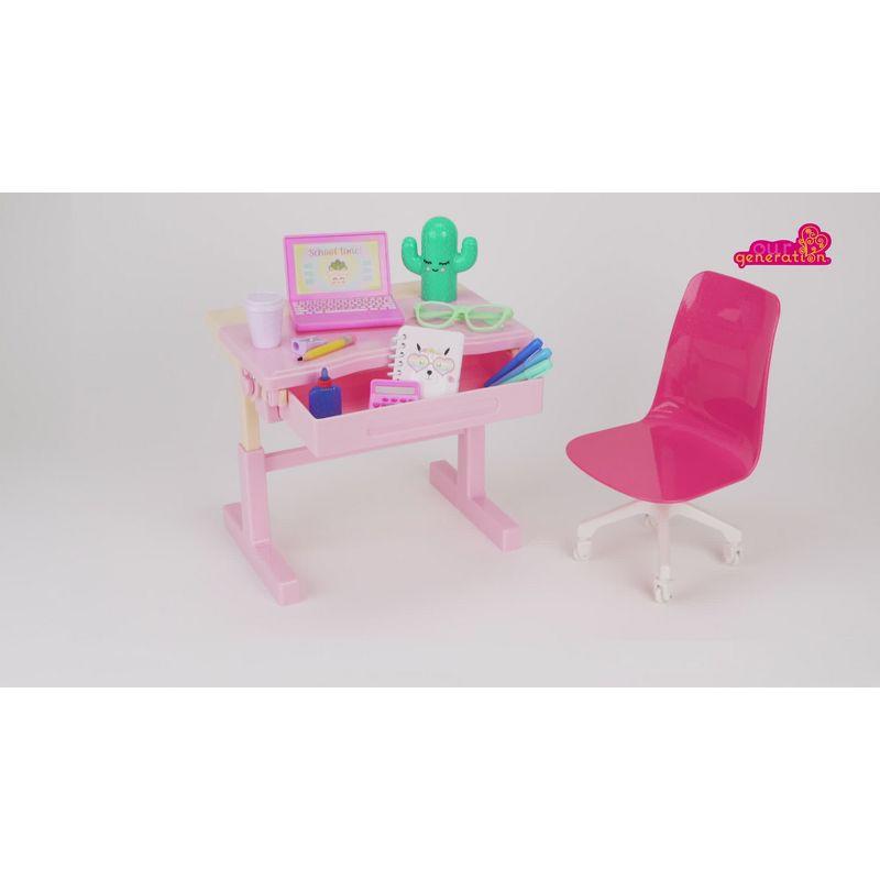 Our Generation School Dreams Modern Desk with Tilt Top Accessory Set for 18" Dolls