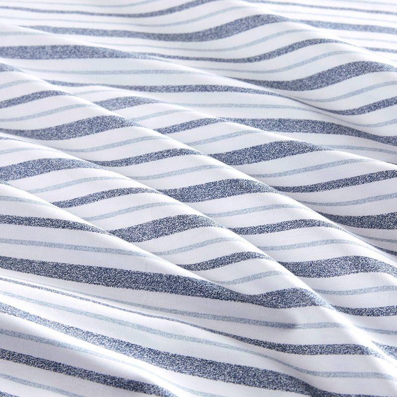 Queen Blue Stripe Cotton Percale Sheet Set