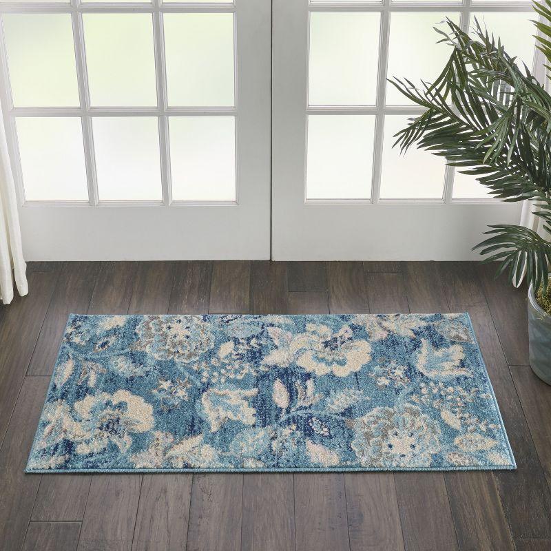 Nourison Tranquil 2' X 4' Turquoise Area Rug French Country Eclectic Floral by Nourison