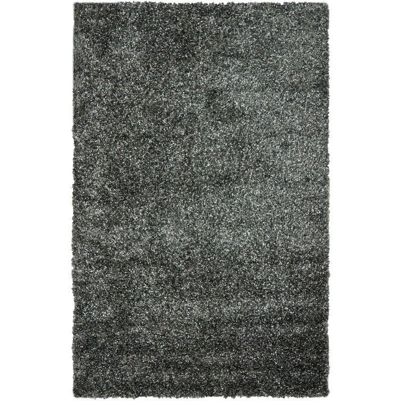 Malibu Charcoal Hand-Tufted Round Shag Rug, 5' x 8'