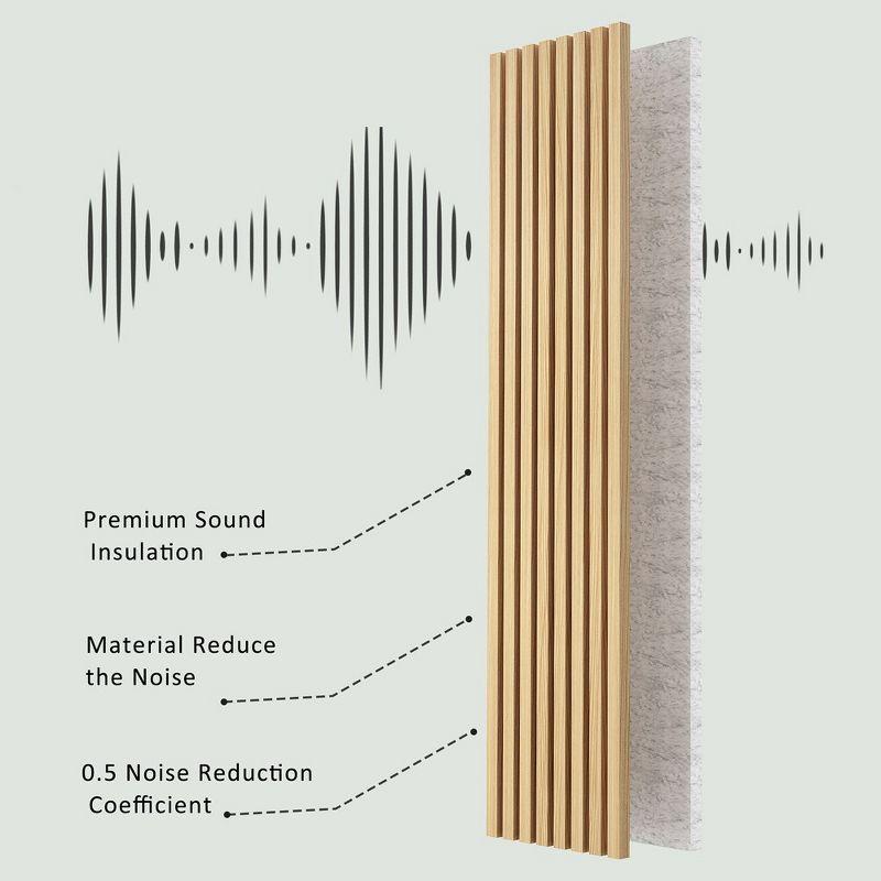 LOVMOR 0.83 in. x 7.87 ft. x 1 ft. Slat Wood Sound Absorbing Natural Oak (Grey Felt) Decorative Wall Paneling 2-Pack