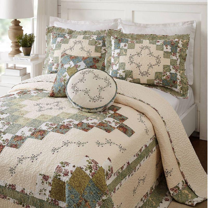 Olivia Green Floral Embroidered Cotton Standard Sham