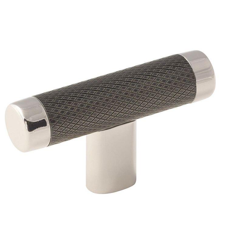 Polished Nickel and Gunmetal T-Handle Cabinet Knob