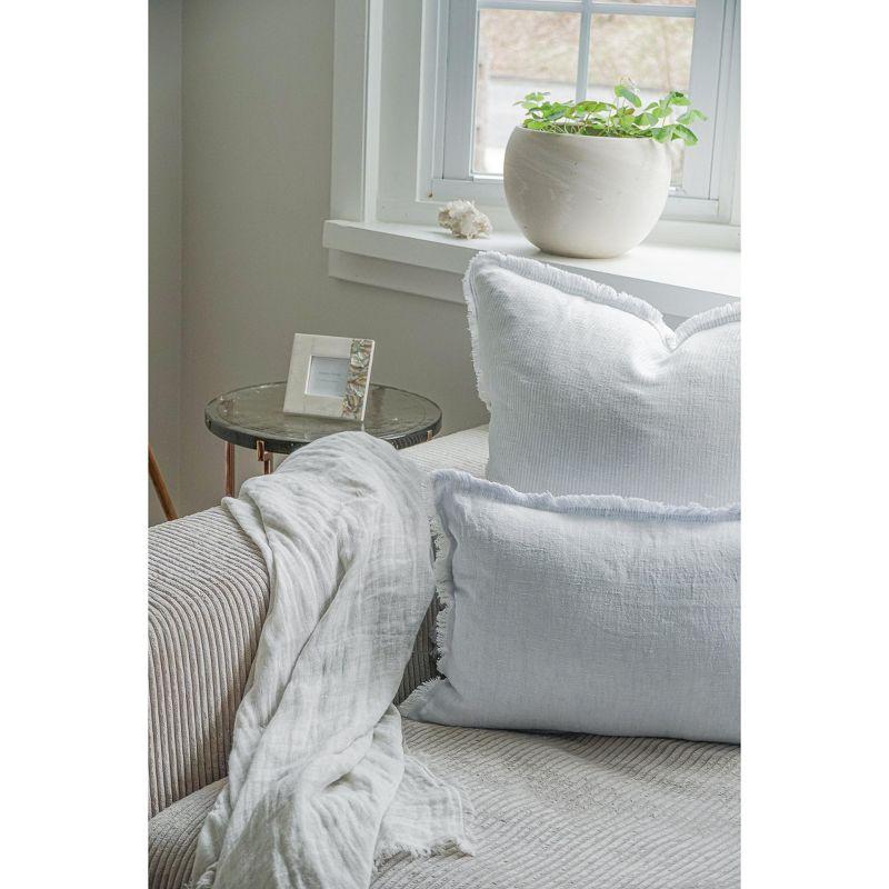 Light Grey Fringe Soft Linen Pillow