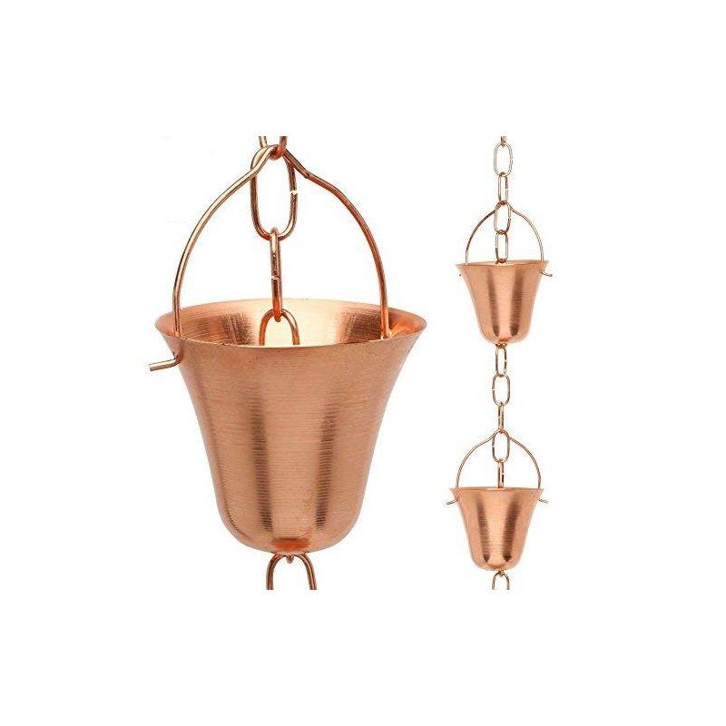 Marrgon Copper Rain Chain with Bell Style Cups for Gutter Downspout Replacement