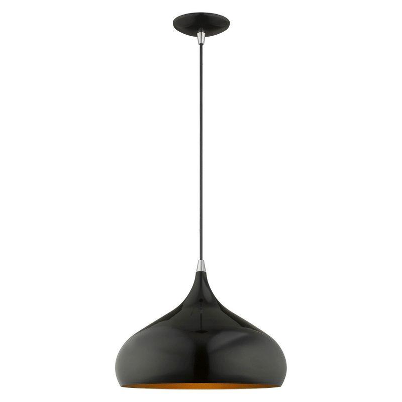 Livex Lighting Metal Shade 1 - Light Pendant in  Shiny Black
