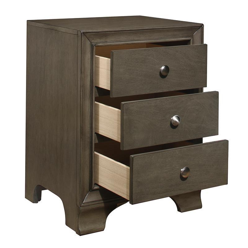 Centralia 3-Drawers Transitional Wood Nightstand in Gray - Lexicon