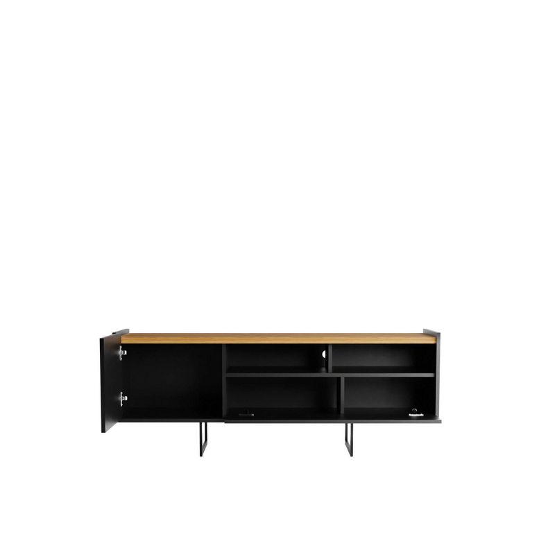 Winston TV Stand for TVs up to 50" Black/Cinnamon - Manhattan Comfort: Mid-Century Design, Cable Management