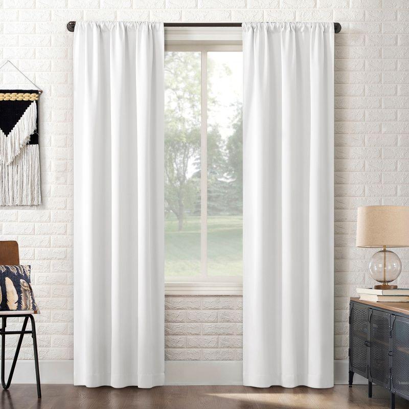 40"x63" Sun Zero Blackout Bergen Rod Pocket Curtain Panel White: Energy Efficient, Noise Reduction, Thermal Insulated