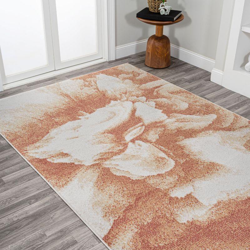 5' x 8' Petalo Abstract Two-Tone Modern Area Rug, Orange/Cream - JONATHAN Y