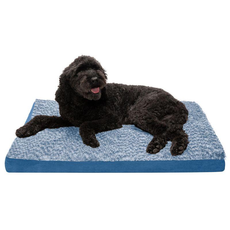 FurHaven Two-Tone Faux Fur and Suede Deluxe Orthopedic Dog Bed