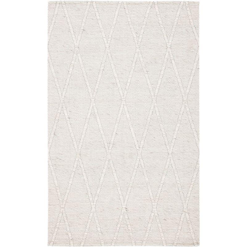 Ivory Flat Woven Wool and Synthetic 4' x 6' Area Rug