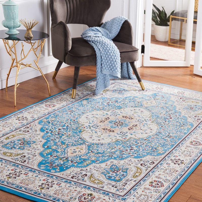 Tucson 72" Square Turquoise & Beige Easy-Care Synthetic Area Rug