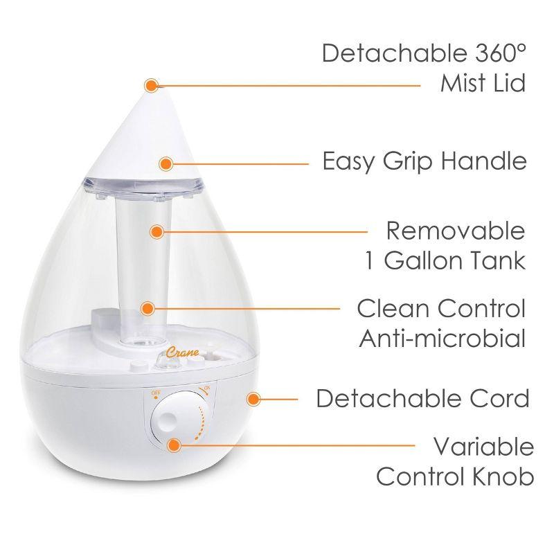 Crane Drop Ultrasonic Cool Mist Humidifier - 1 Gallon