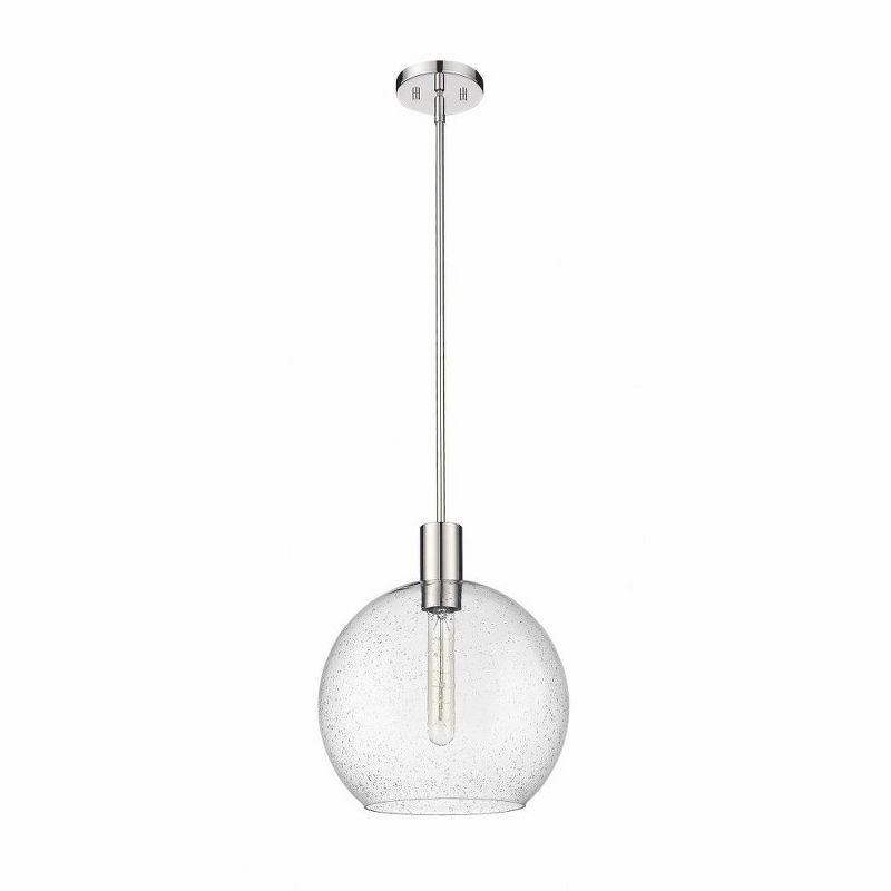 Sleek Mid-Century Modern Polished Nickel Globe Pendant