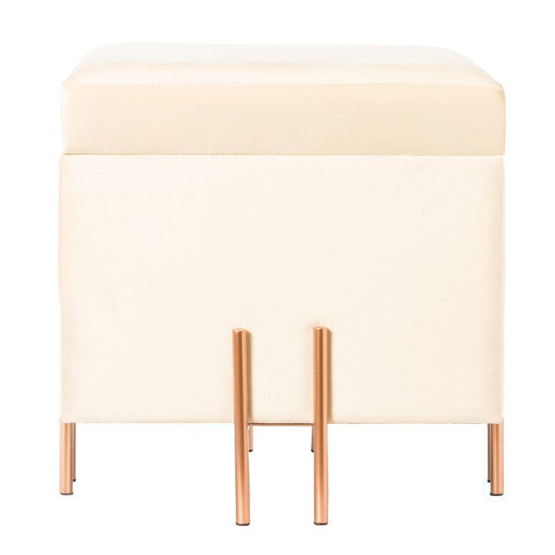 Fabulaxe Square Velvet Storage Ottoman with Gold Legs