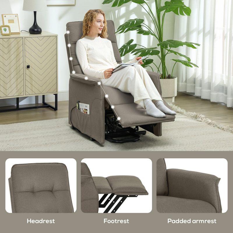 HOMCOM Power Lift Recliner Chair, Electric Reclining Chair with Remote, Side Pockets, Pocket Spring, Tufted Back, Quick Assembly, Coffee