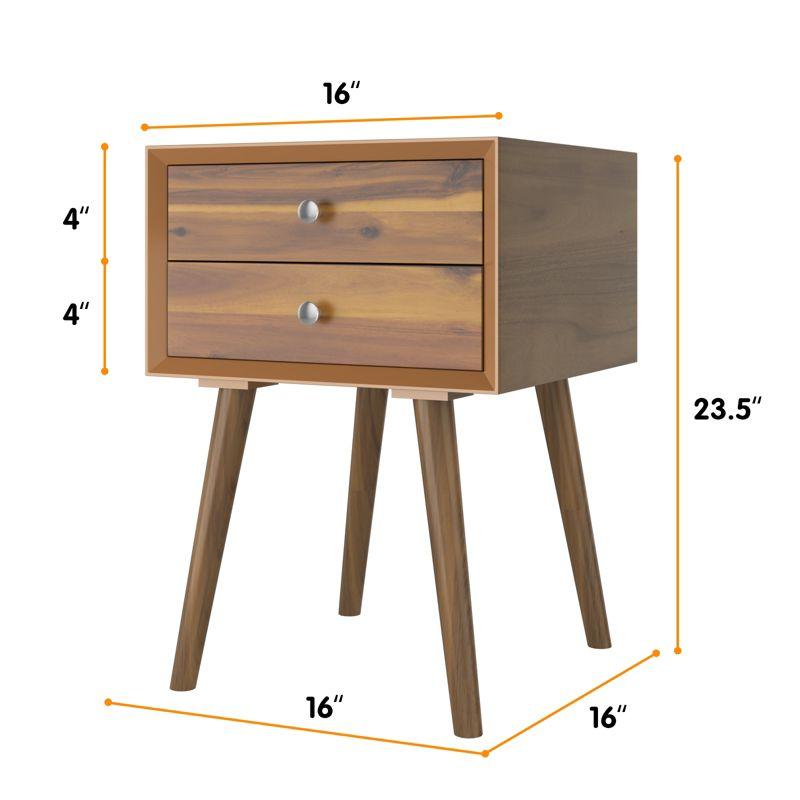 Tangkula Wooden Nightstand with 2 Storage Drawers Accent End Side Table for Bedroom&Living room Natural