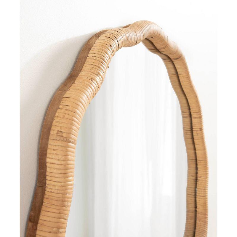 Kate & Laurel All Things Decor 26"x26" Rahfy Scallop Framed Wall Mirror Natural: Bohemian Style, No Assembly Required