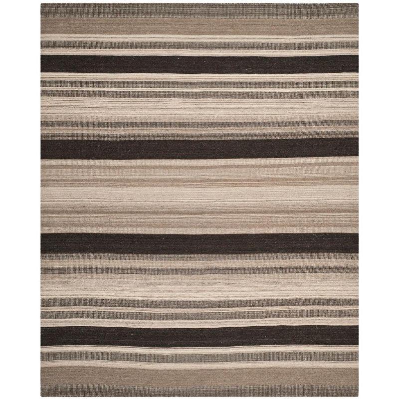 Dhurries DHU628 Hand Woven Area Rug - Natural/Black - 8'x10' - Safavieh.