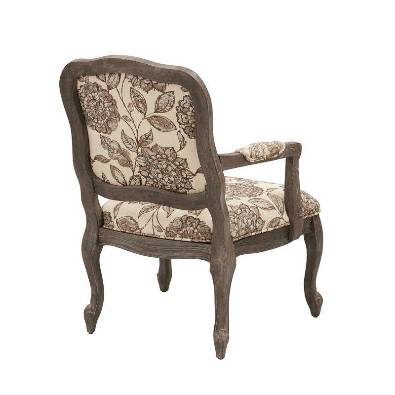 Sophie Gray Floral Handcrafted Wood Accent Chair