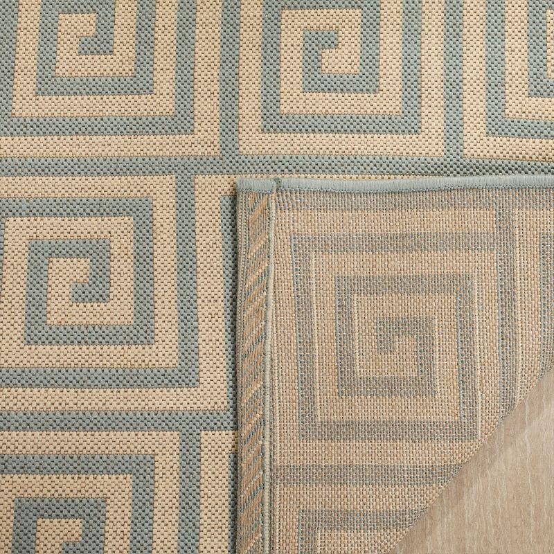 Linden LND129 Power Loomed Area Rug - Cream/Aqua - 5'3"x7'6" - Safavieh