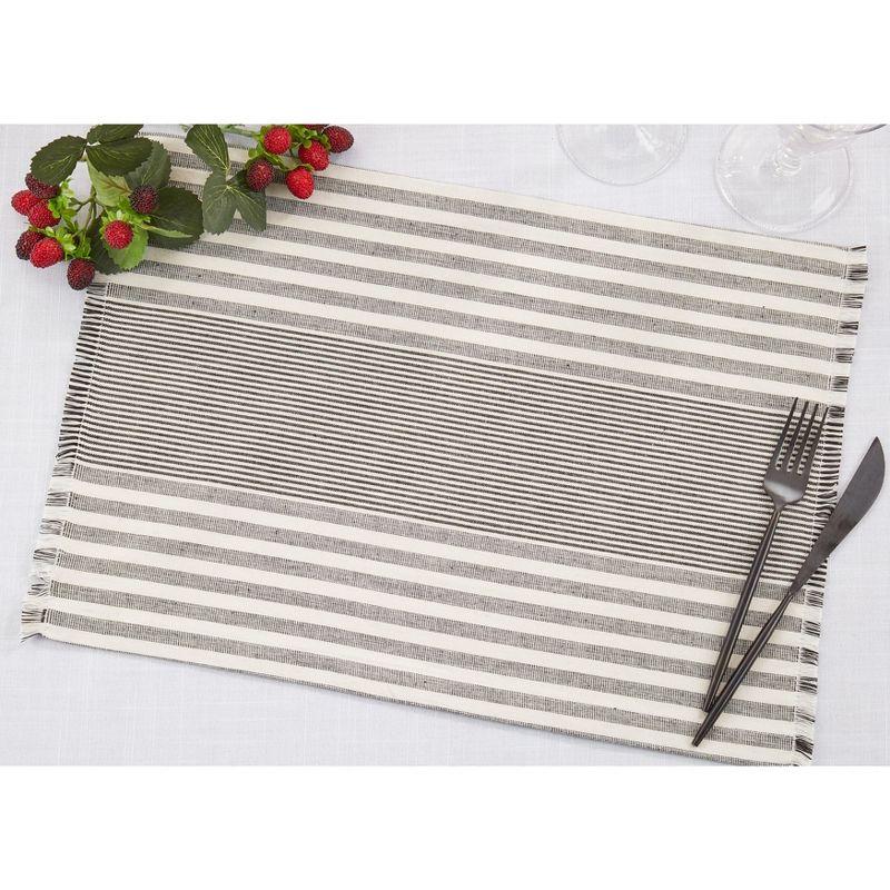 Gray and White Cotton Stripe Design Placemats Set of 4