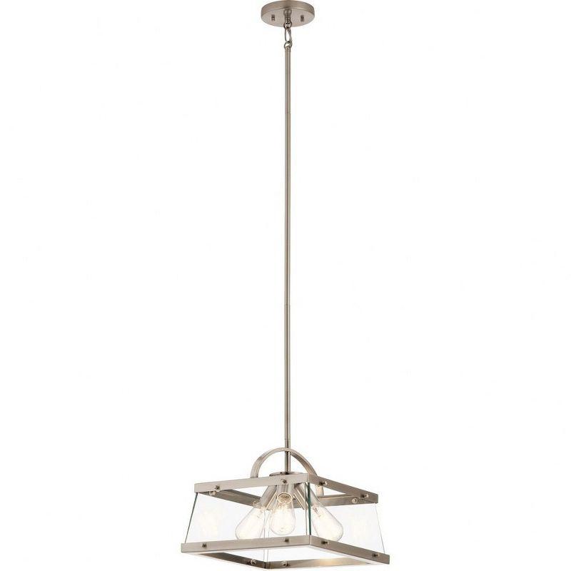 Darton 13.75" 3 Light Convertible Pendant/Semi Flush with Clear Glass in Classic Pewter