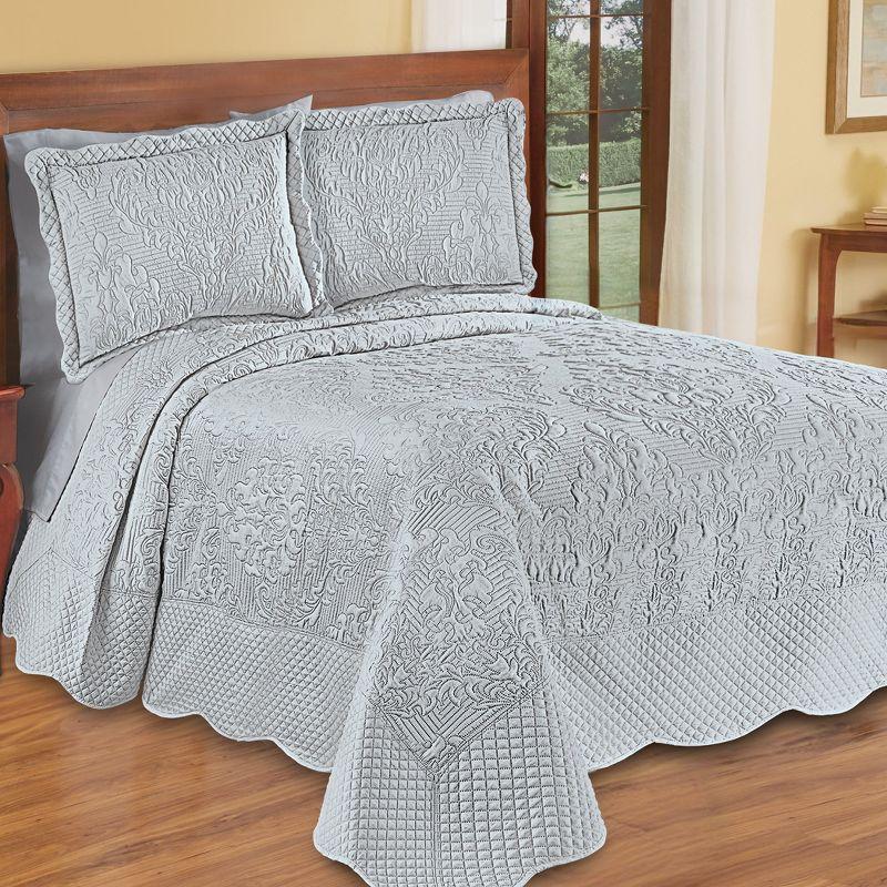 Collections Etc Lovely Victoria Damask Textured Design Oversized Bedspread