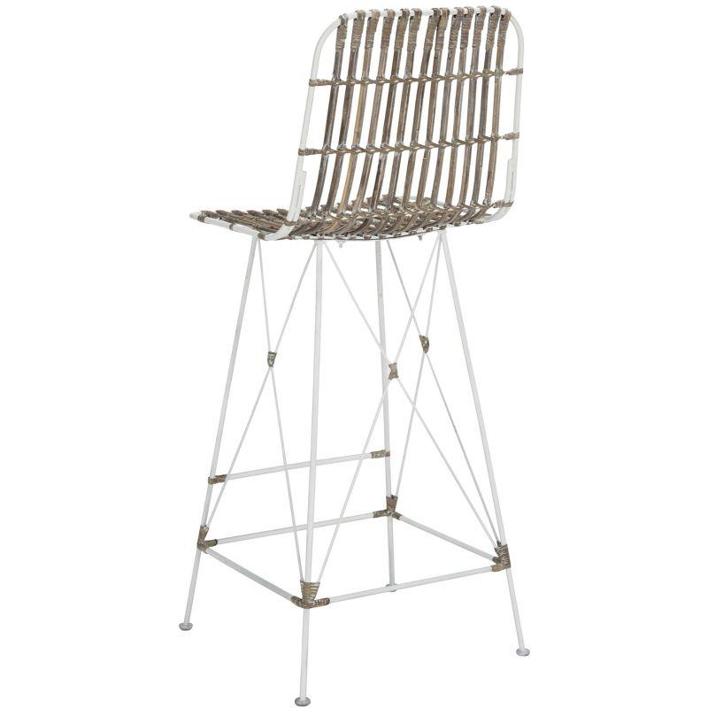 Minerva Wicker Bar Stool (Set of 2) - WIK6508 - White/White - Safavieh
