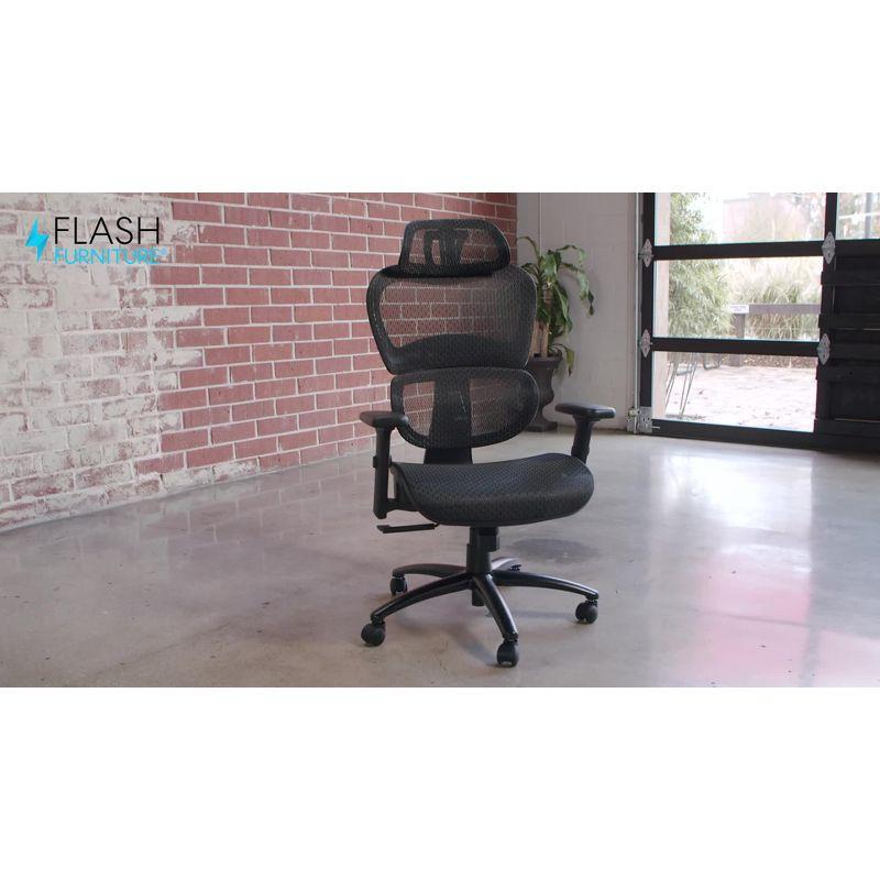 Ergonomic High-Back Swivel Task Chair with Adjustable Arms in Black