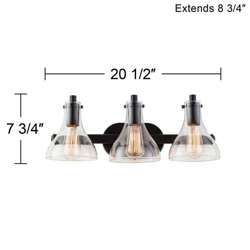 Possini Euro Design Sorren Industrial Modern Wall Light Black Metal Hardwire 20 1/2" 3-Light Fixture Clear Glass Shade for Bedroom Bathroom Vanity