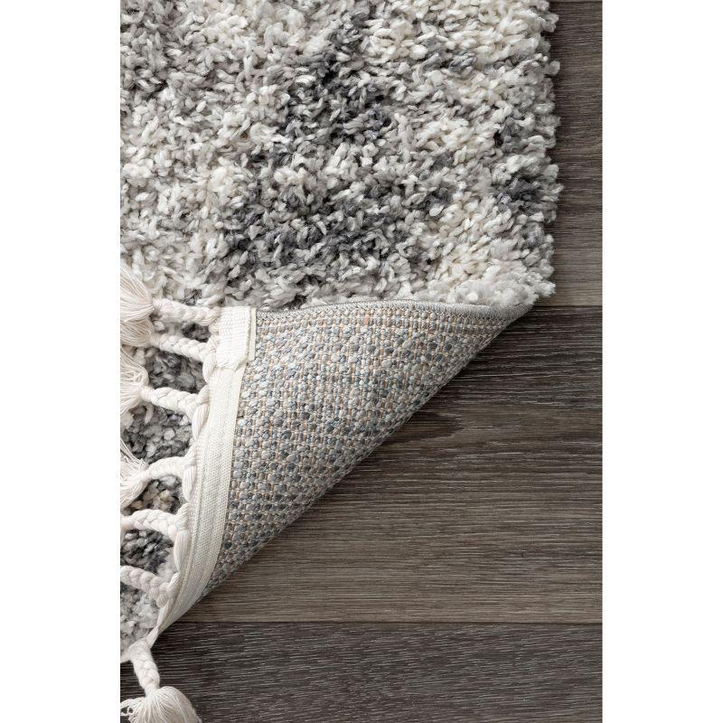 Reversible Gray Geometric Shag 2'x3' Synthetic Area Rug