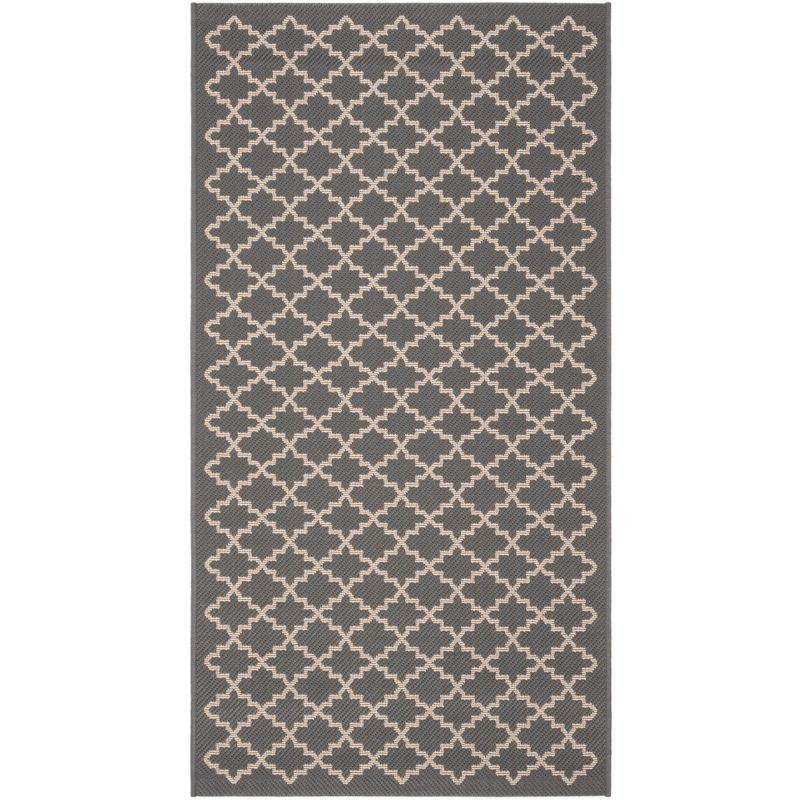 Courtyard CY6919 UV & Stain Resistant Non-Shedding Power Loomed Indoor/Outdoor Accent Rug - Anthracite/Beige - 2'7"x5' - Safavieh