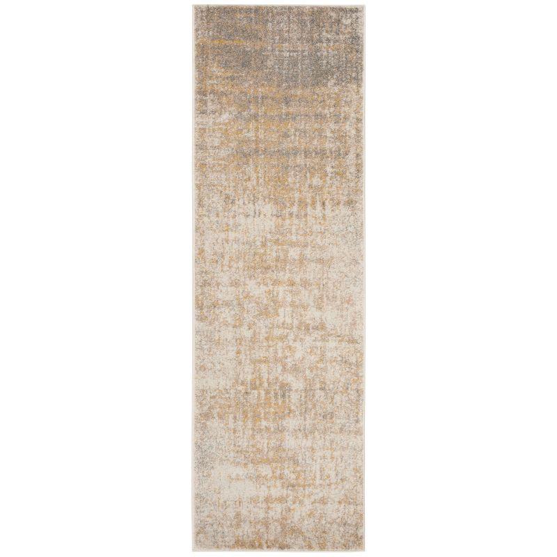 Chic Cream and Gold Synthetic 2'1" x 6' Runner Rug