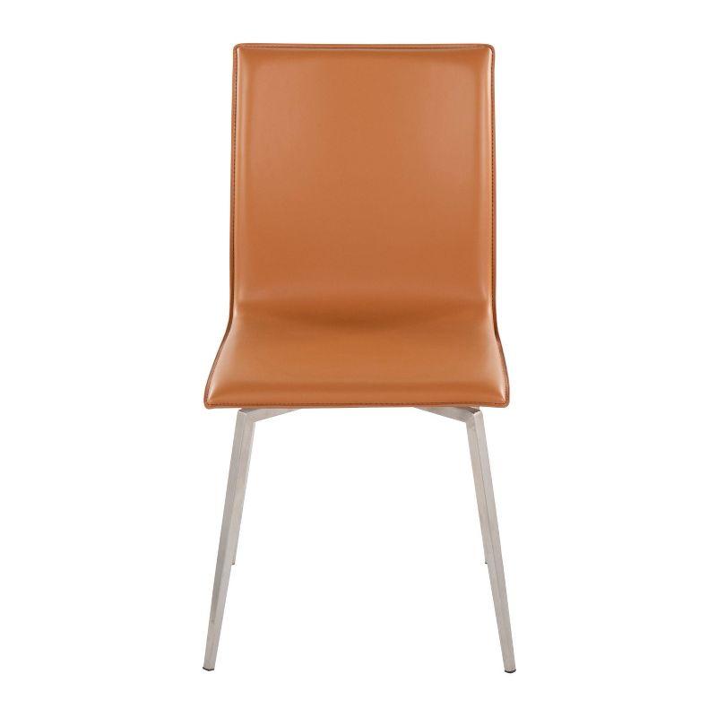 Set of 2 Mason Dining Chairs Stainless Steel/Camel: Swivel Base, Faux Leather, Modern Design - LumiSource