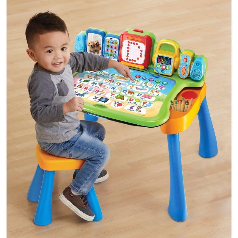 Interactive Red and White Plastic Activity Desk with Chalkboard