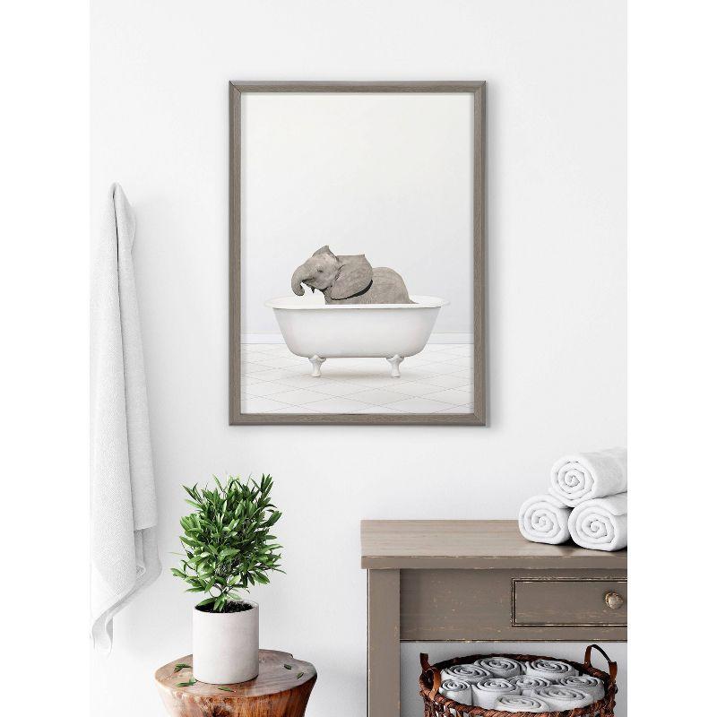 Framed Baby Elephant in Bathtub Print, 18" x 24"