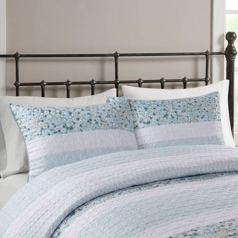 Aqua King Seersucker Microfiber Quilt Set with Pillow