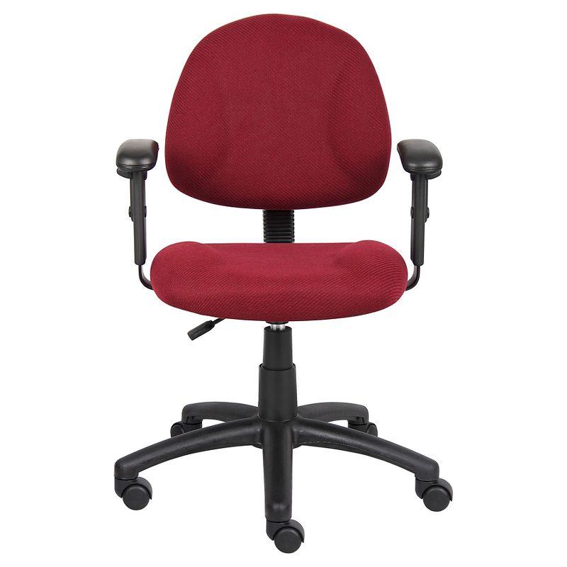 Deluxe Posture Chair with Adjustable Arms Burgundy - Boss Office Products: Ergonomic Swivel, Lumbar Support, Metal Frame
