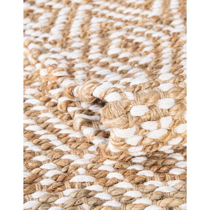 Natural Beige Braided Jute and Cotton Area Rug