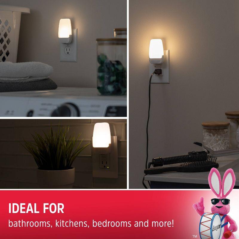 Energizer 2pk LED Contemporary Night Lights: Plug-In Wall Nightlight, Electric, White, All Ages, No Assembly Required