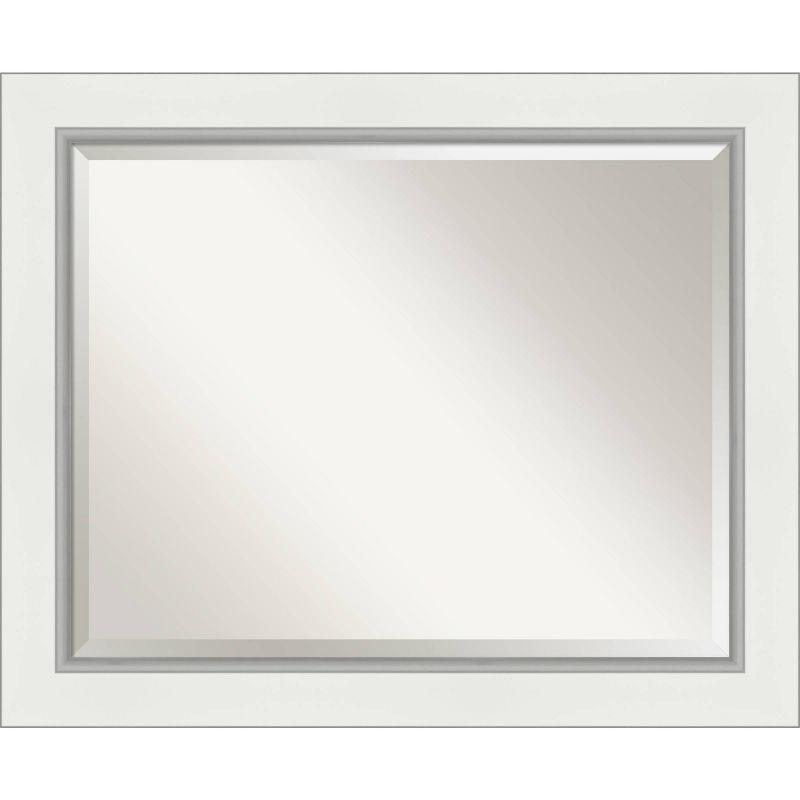 Amanti Art 33" x 27" Eva White Silver Framed Bathroom Vanity Wall Mirror: Modern Rectangular, Wall-Mounted, Beveled Glass