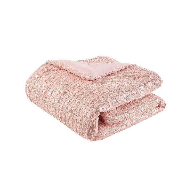 510 Design Metallic Print Faux Fur Comforter Set