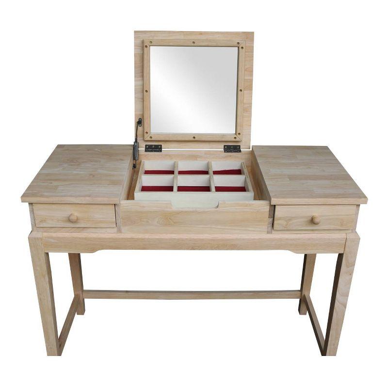 Alexandria Vanity Table with Vanity Bench Unfinished - International Concepts