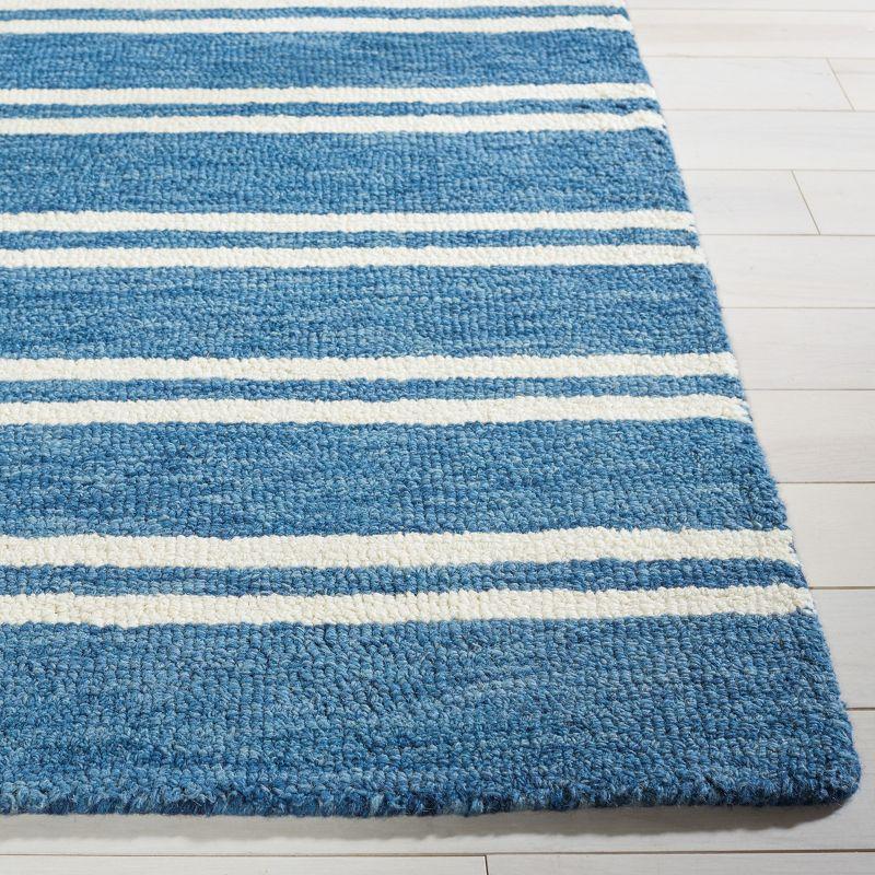 Elegant Blue Square Hand-Tufted Wool Area Rug - 6' Size